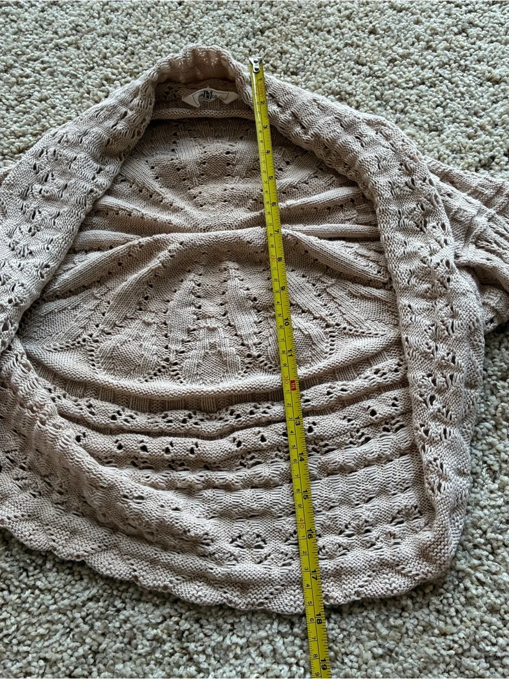 Lia Molly Tan Crochet Open-Front Women's Sweater Shrug 100% Cotton Festival Y2K - Picture 7 of 7